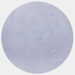 Pouffy Rund Shaggy tæppe Ensfarvet - Sølv