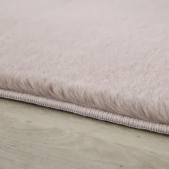 Pouffy Rund Shaggy tæppe Ensfarvet - Beige