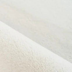 Pouffy Rund Shaggy tæppe Ensfarvet - Creme