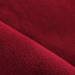 Pouffy Rund Shaggy tæppe Ensfarvet - Rød