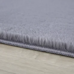 Pouffy Shaggy tæppe Ensfarvet - Grå
