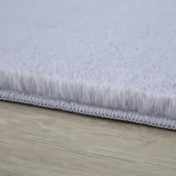 Pouffy Shaggy tæppe Ensfarvet - Sølv