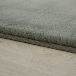 Pouffy Shaggy tæppe Ensfarvet - Grøn