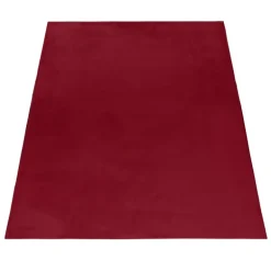 Pouffy Shaggy tæppe Ensfarvet - Rød