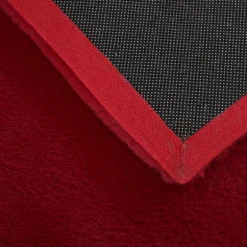 Pouffy Shaggy tæppe Ensfarvet - Rød