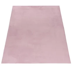 Pouffy Shaggy tæppe Ensfarvet - Rosa