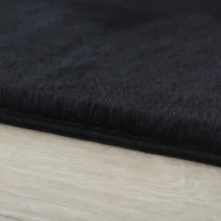 Pouffy Shaggy Tæppeløber Ensfarvet - Sort