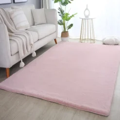 Pouffy Shaggy Tæppeløber Ensfarvet - Rosa