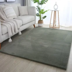 Pouffy Shaggy Tæppeløber Ensfarvet - Grøn