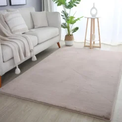 Pouffy Shaggy Tæppeløber Ensfarvet - Beige