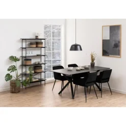 Ranja spisebordsstol med armlæn sort stof