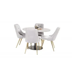 Razzia Rundt Spisebordssæt - Sort, Messing og Lysegrå