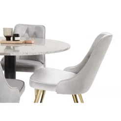 Razzia Rundt Spisebordssæt - Sort, Messing og Lysegrå