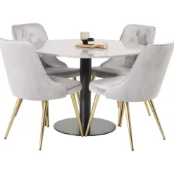 Razzia Rundt Spisebordssæt - Sort, Messing og Lysegrå