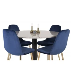 Razzia Rundt Spisebordssæt - Sort, Blå og Messing