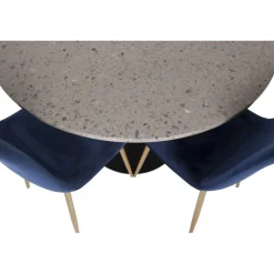 Razzia Rundt Spisebordssæt - Sort, Blå og Messing