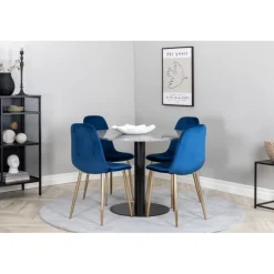 Razzia Rundt Spisebordssæt - Sort, Blå og Messing