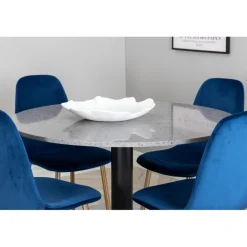 Razzia Rundt Spisebordssæt - Sort, Blå og Messing