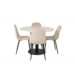 Razzia Rundt Spisebordssæt - Beige, Sort og Hvid