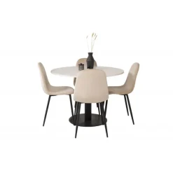 Razzia Rundt Spisebordssæt - Beige, Sort og Hvid