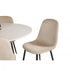 Razzia Rundt Spisebordssæt - Beige, Sort og Hvid