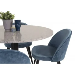 Razzia Rundt Spisebordssæt - Sort, Blå og Hvid