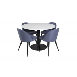 Razzia Rundt Spisebordssæt - Sort, Blå og Hvid