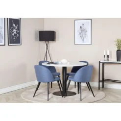 Razzia Rundt Spisebordssæt - Sort, Blå og Hvid