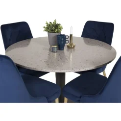 Razzia Rundt Spisebordssæt - Sort, Blå og Messing