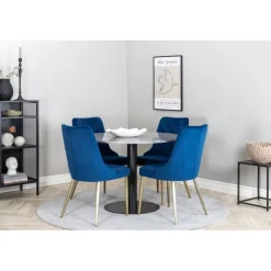 Razzia Rundt Spisebordssæt - Sort, Blå og Messing