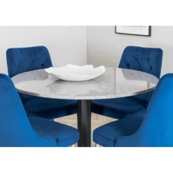 Razzia Rundt Spisebordssæt - Sort, Blå og Messing