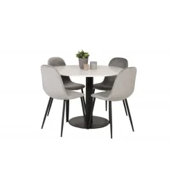 Razzia Rundt Spisebordssæt - Sort, Lysegrå og Hvid