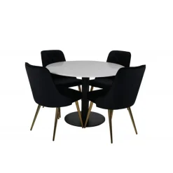 Razzia Rundt Spisebordssæt - Sort, Messing og Hvid