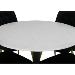 Razzia Rundt Spisebordssæt - Sort, Messing og Hvid