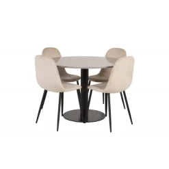 Razzia Rundt Spisebordssæt - Beige, Sort og Hvid