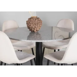 Razzia Rundt Spisebordssæt - Beige, Sort og Hvid