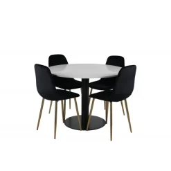 Razzia Rundt Spisebordssæt - Sort, Messing og Hvid