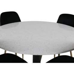 Razzia Rundt Spisebordssæt - Sort, Messing og Hvid