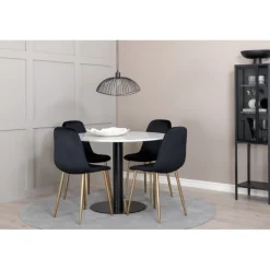 Razzia Rundt Spisebordssæt - Sort, Messing og Hvid