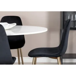 Razzia Rundt Spisebordssæt - Sort, Messing og Hvid