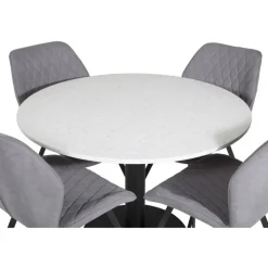 Razzia Rundt Spisebordssæt - Sort Grå og Hvid