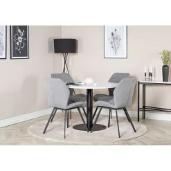 Razzia Rundt Spisebordssæt - Sort Grå og Hvid