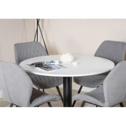 Razzia Rundt Spisebordssæt - Sort Grå og Hvid