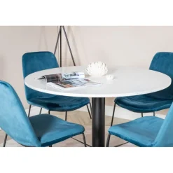 Razzia Rundt Spisebordssæt - Sort, Blå og Hvid