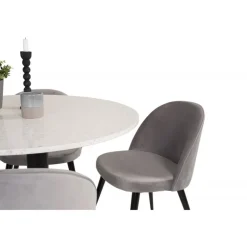 Razzia Rundt Spisestuesæt - Sort, Lysegrå og Hvid