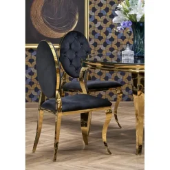 REGINALD_2 bord, - top - Sort glas, ben - guld