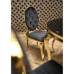 REGINALD_2 bord, - top - Sort glas, ben - guld