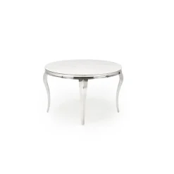 REGINALD bord, - top - Hvid marmor, ben - sølv