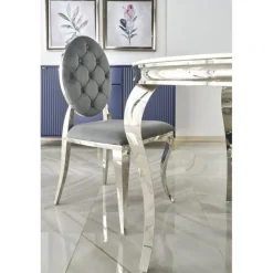 REGINALD bord, - top - Hvid marmor, ben - sølv