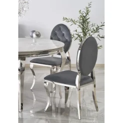 REGINALD bord, - top - Hvid marmor, ben - sølv